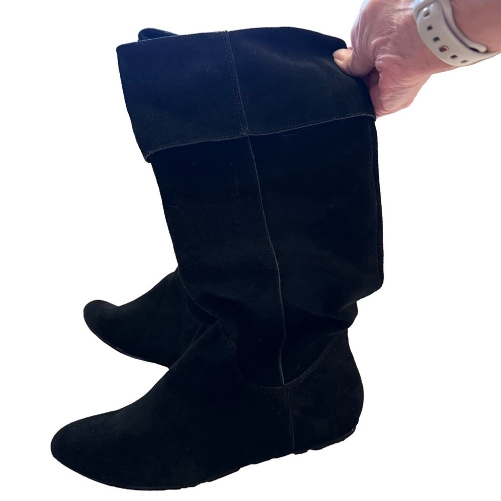 Black Suede Boots with Fold Over Cuff Size 6 NEW - Picture 5 of 7